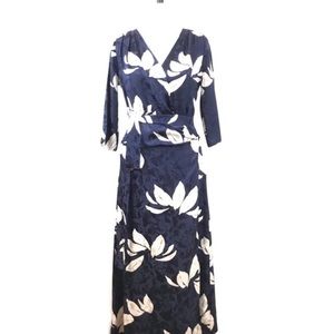 Warm NY Dress Silk Wrap Floral Midi
